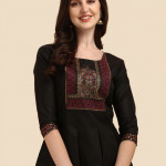 Black Floral Embroidered Kurti