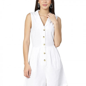 Women's V Neck Cotton Playsuit