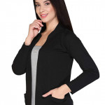 Women Straight Full Sleeve Black Shrug