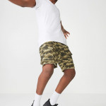 Men Olive Green & Beige Printed Regular Fit Cargo Shorts