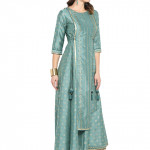 Women's Light blue  Poly Silk Ethnic Dress