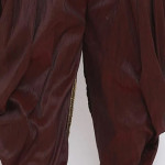 Contrast Trim Dupion Silk Dhoti Pant in Wine