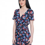 Women Polyester Short Sleeve Floral Print Playsuit