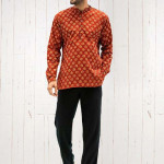 Men Red & falu red Ethnic Motifs Flared Sleeves Thread Work Kurta