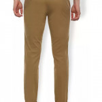 Slim Fit Men Beige Cotton Blend Trousers