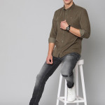 Men Olive Green Slim Fit Casual Shirt