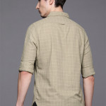 Men Khaki Slim Fit Checked Pure Cotton Casual Shirt